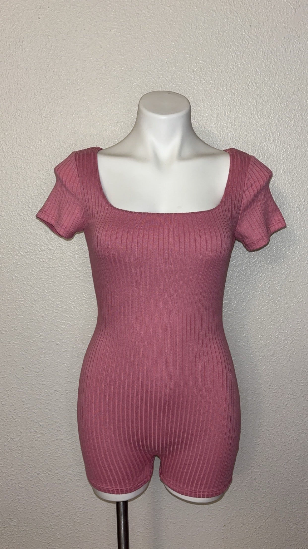 Pink square neck romper