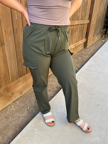 Emerald green cargo pants (High waist)