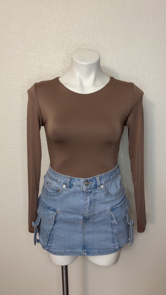 Denim cargo skirt
