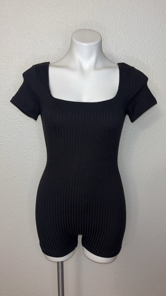 Black square neck romper